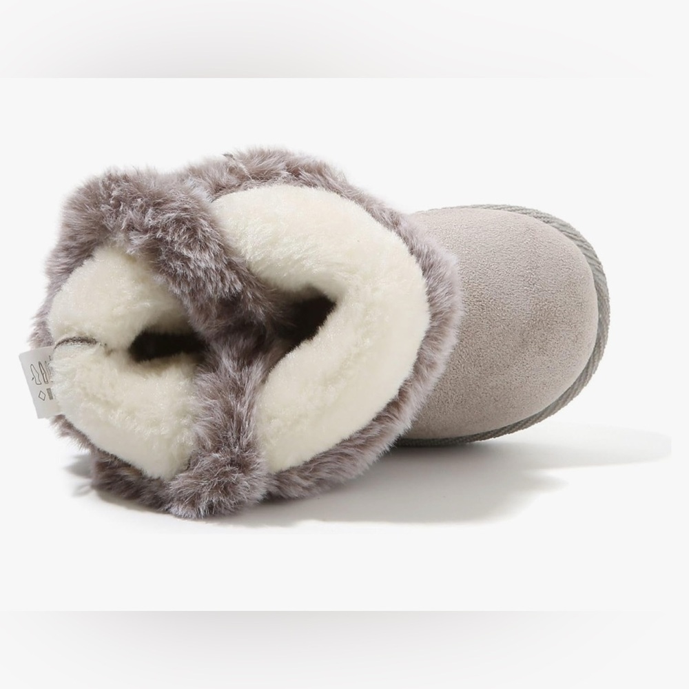 LONSOEN Kids Girls Boots Suede Lightweight Faux Fur Lined Mid Calf - Picture 4 of 10